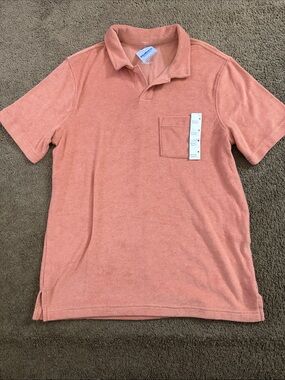 Goodfellow & Co. Mens Terry Cloth Polo Shirt - Peach- M